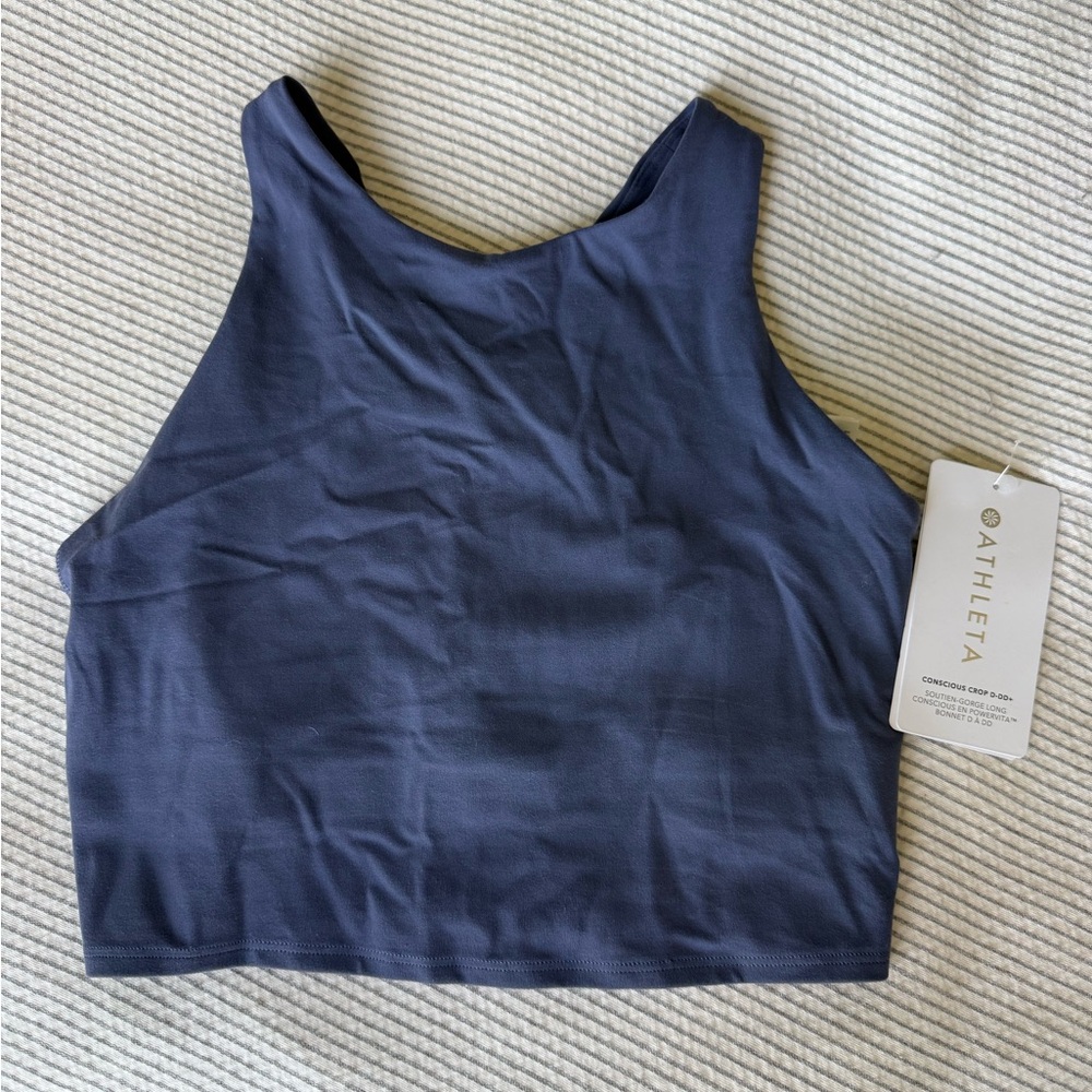 Athleta Deep Navy High-Neck Cropped Sports Tank